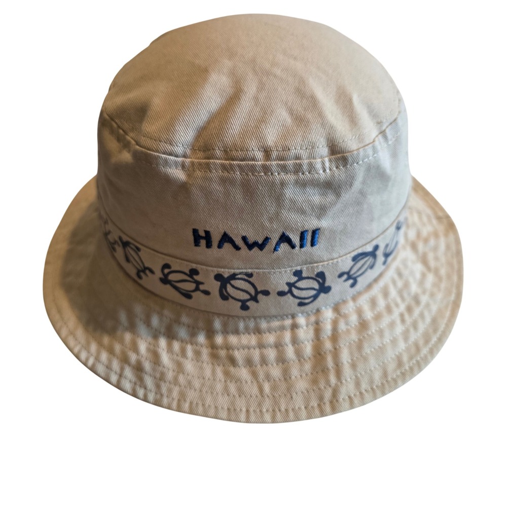 Surfware Hawaiian Classics Khaki Bucket Hat Blue Sea Turtle Hawaii Sun Hat
